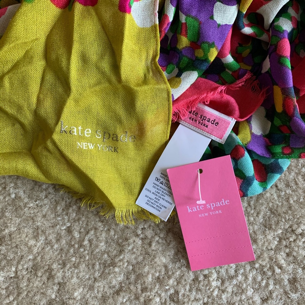 NWT Kate Spade Floral Dots Oblong Scarf - Picture 9 of 11